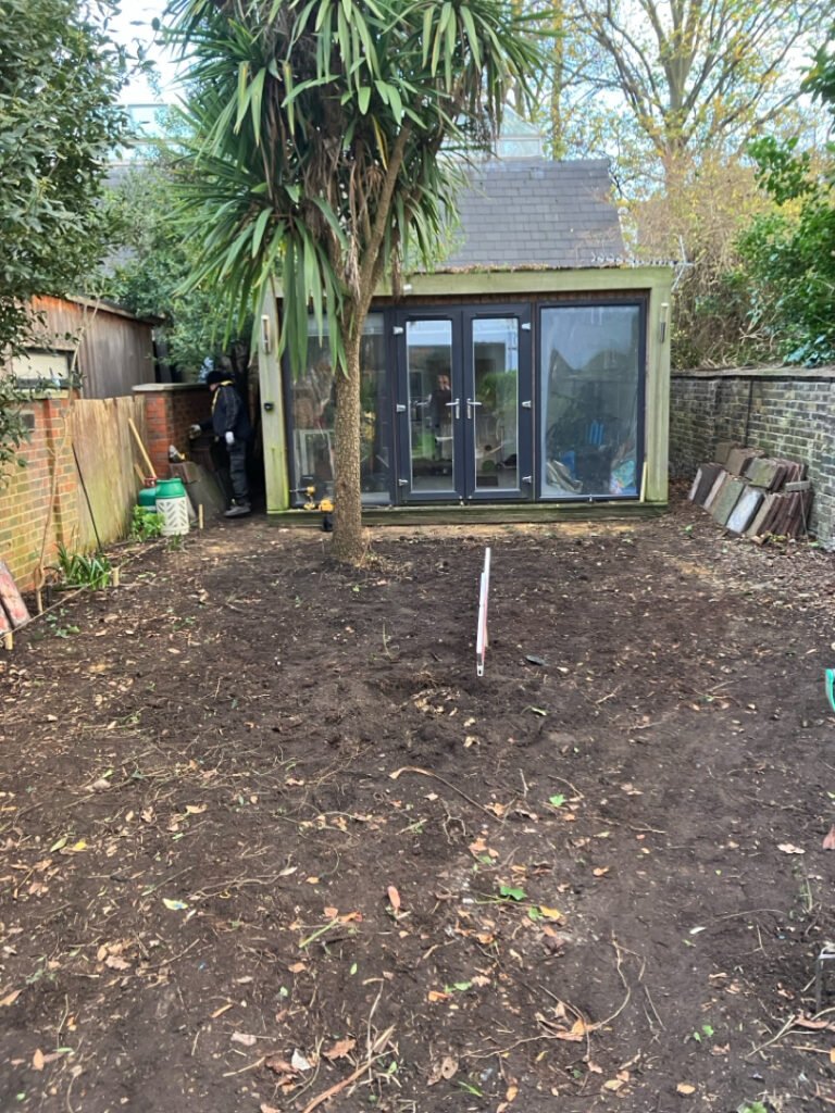 The start of a patio project carried out by Lyuven Garden Maintenance company in Upper Tooting area of London, UK.