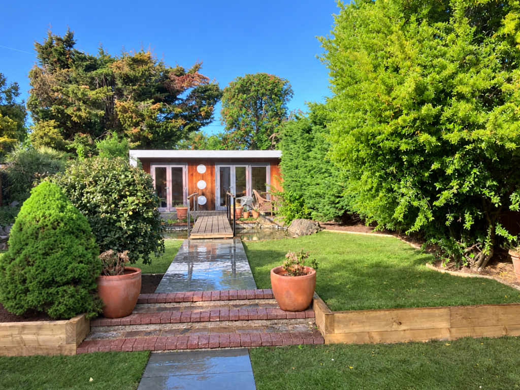 A garden in Morden, London which has had a Lawn, Pathway & Border Redesign carried out by local garden maintenance and landscaping company, Lyuven Ltd.