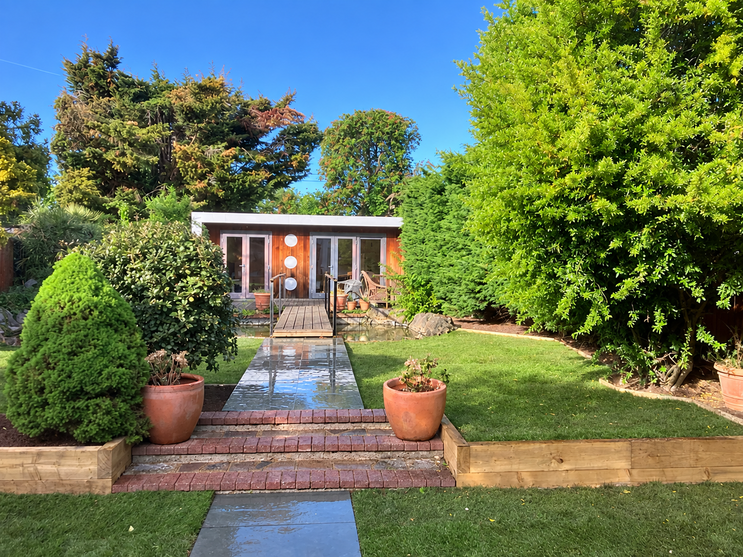 A garden in Morden, London which has had a Lawn, Pathway & Border Redesign carried out by local garden maintenance and landscaping company, Lyuven Ltd.